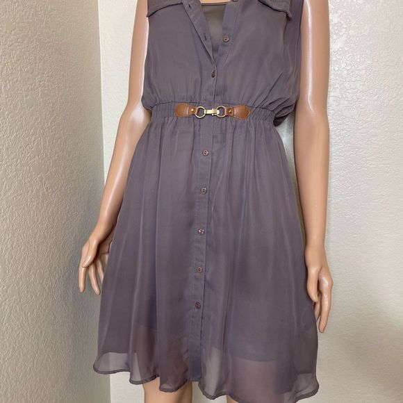 RnB A-Line Sleeveless Knee - Length Summer Tan Dress for Women SZ SM - Picture 5 of 11